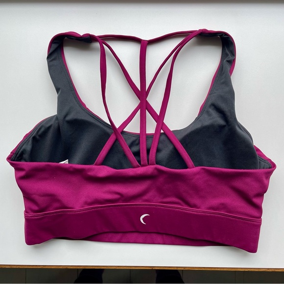ZYIA Strappy Sports Bra Magenta with Black Lining Size L Feminine Active - Picture 2 of 5